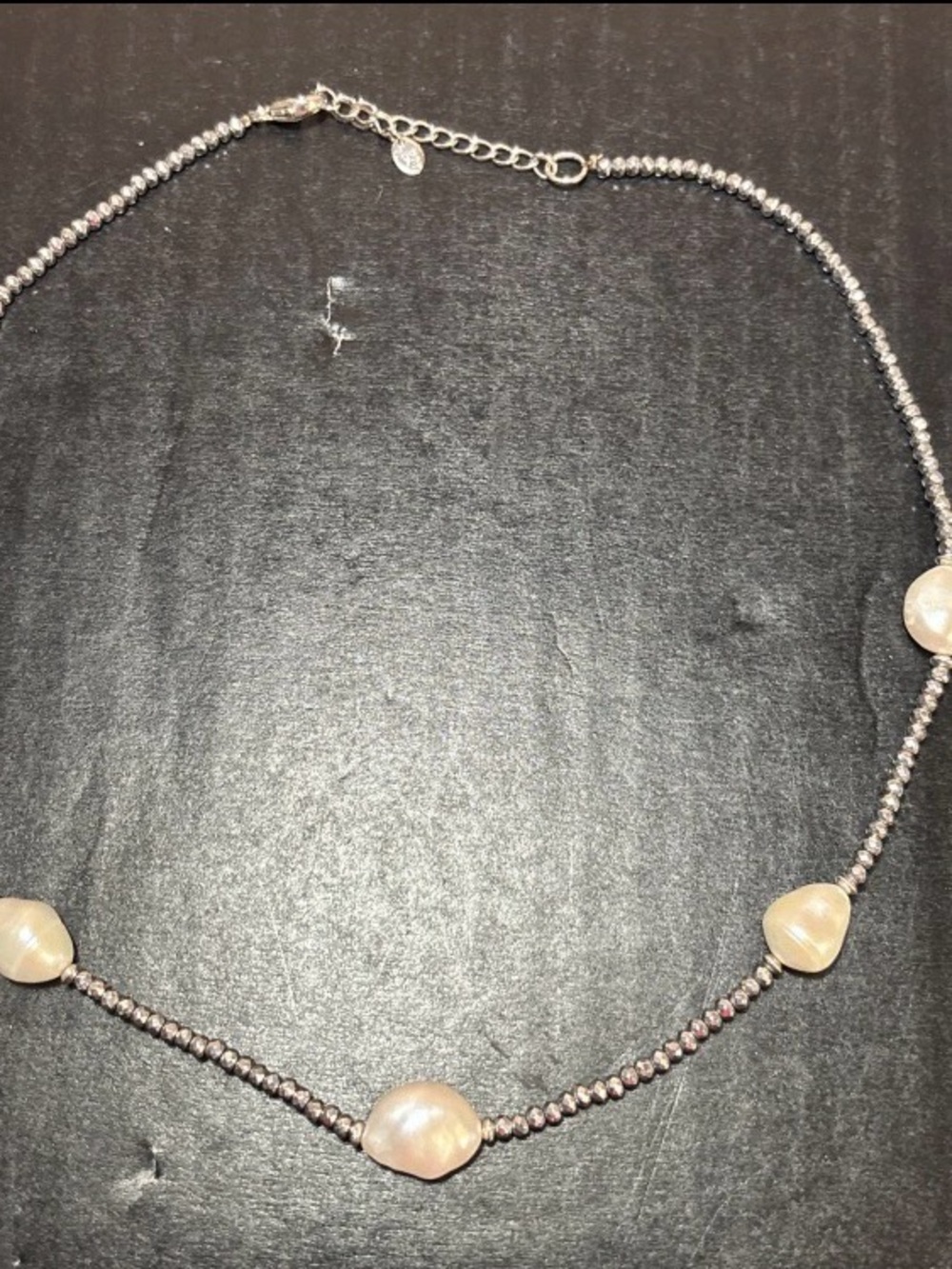 LUC 925 CN Lucas Lameth sterling Silver  Necklace w/Baroque freshwater pearls
